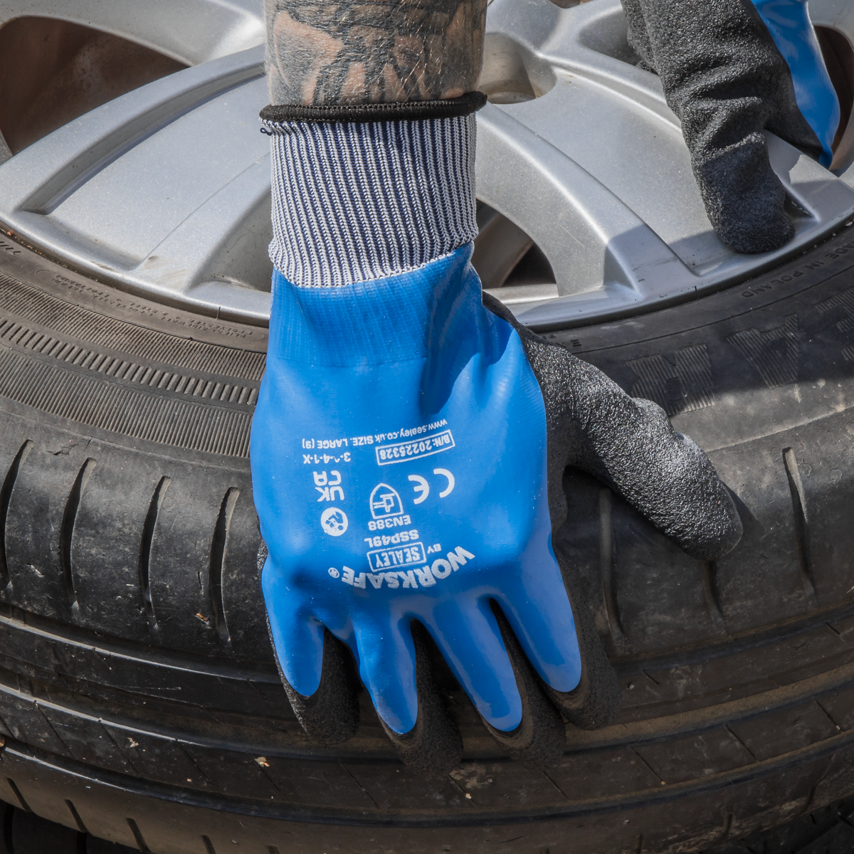 Sealey SSP49L Worksafe® Waterproof Latex Gloves, Large - Pair - additional view 6