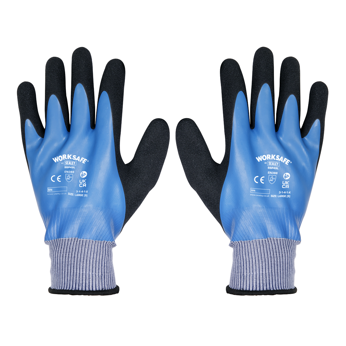 Sealey SSP49L Worksafe® Waterproof Latex Gloves, Large - Pair - additional view 7