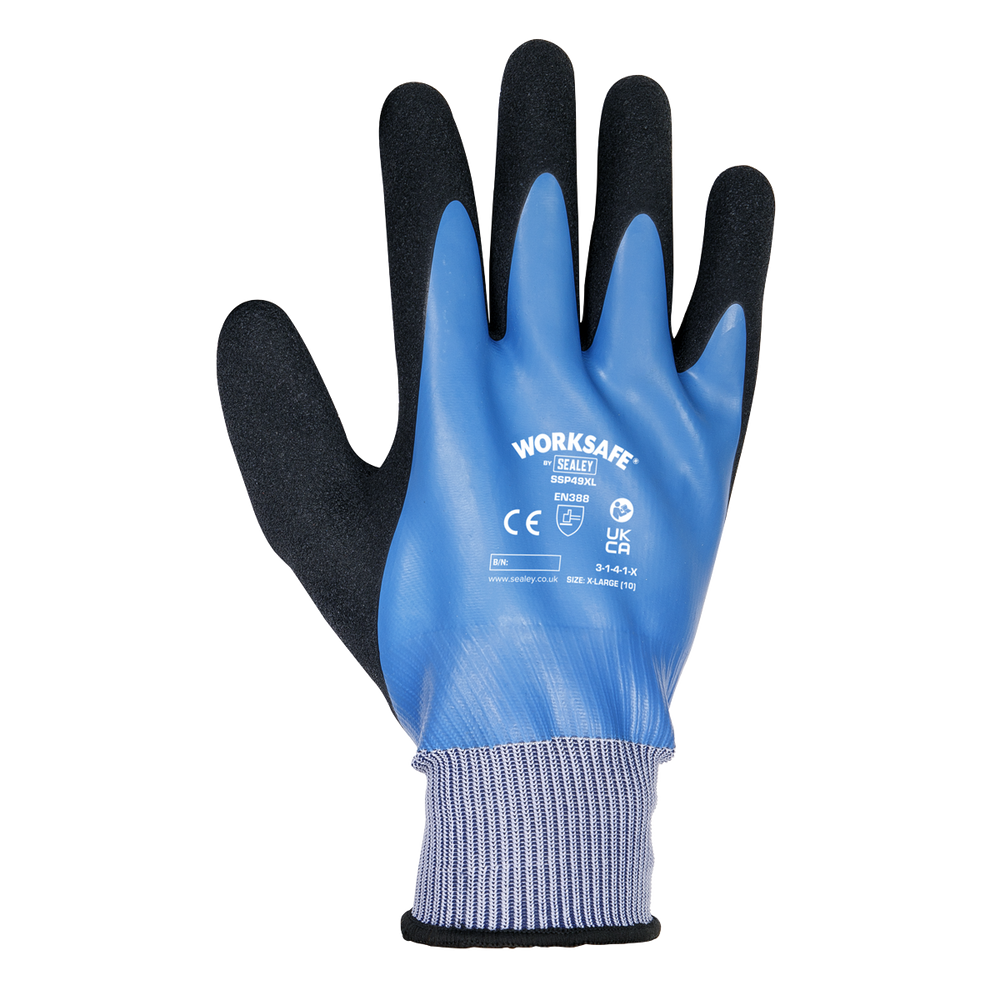 Sealey SSP49XL/6 Worksafe® Waterproof Latex Gloves, X-Large - Pack of 6 Pairs - additional view 7