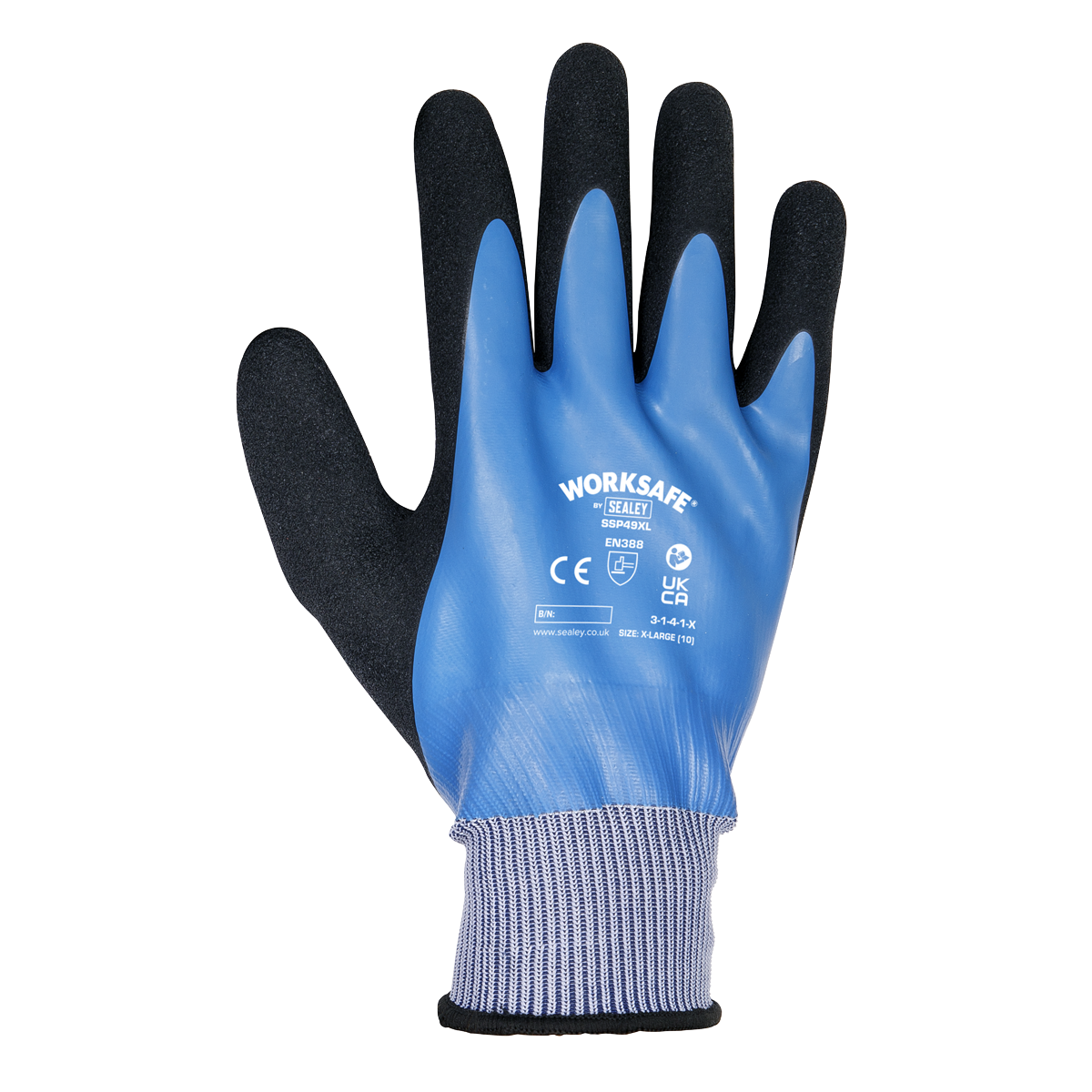Sealey SSP49XL/6 Worksafe® Waterproof Latex Gloves, X-Large - Pack of 6 Pairs - additional view 7
