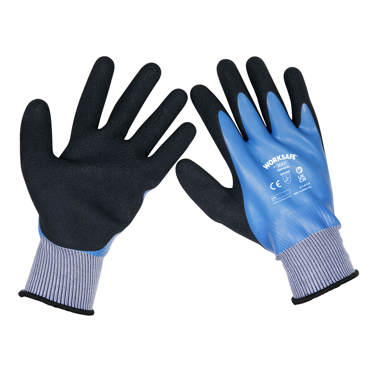 Sealey SSP49XL/6 Worksafe® Waterproof Latex Gloves, X-Large - Pack of 6 Pairs