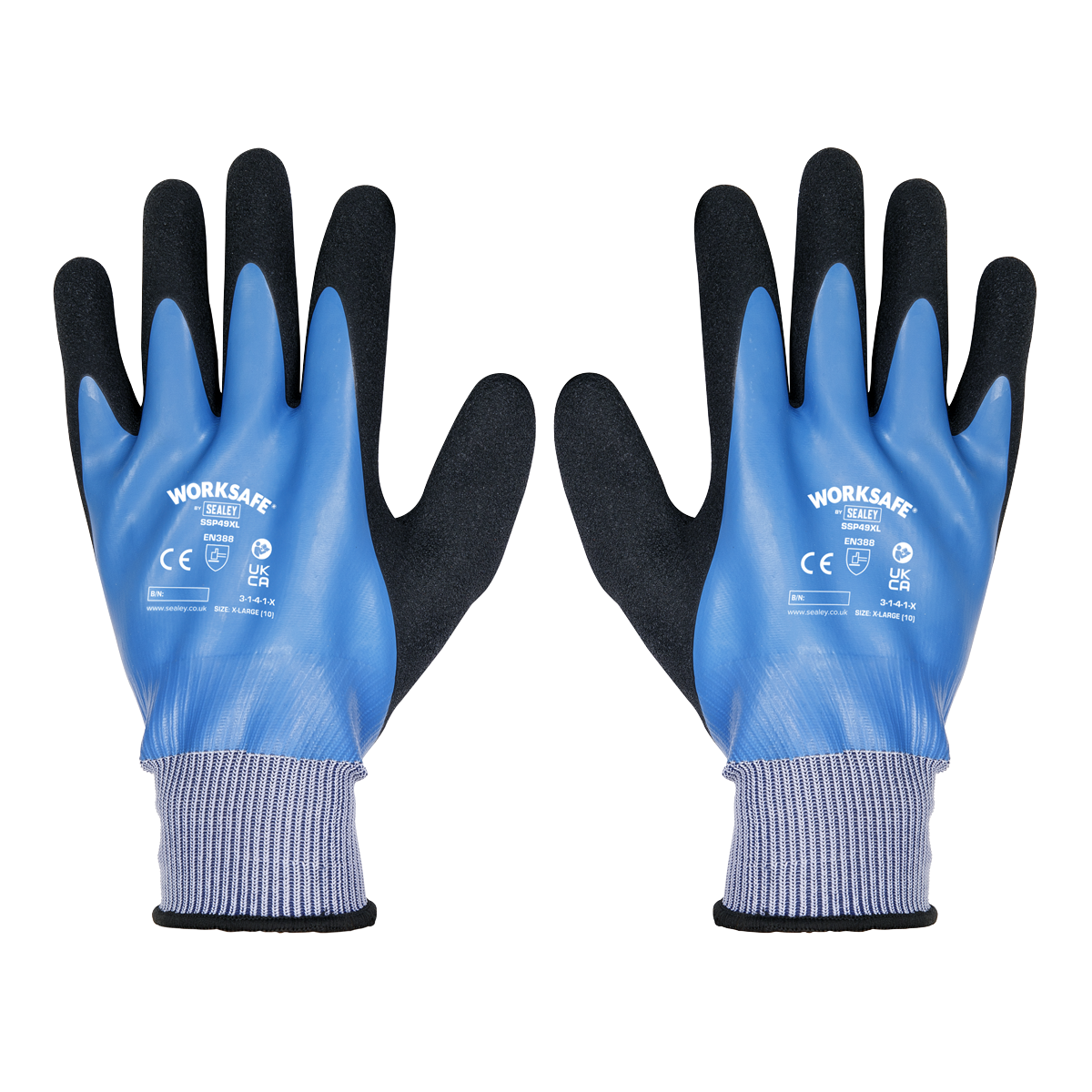 Sealey SSP49XL Worksafe® Waterproof Latex Gloves, X-Large - Pair - additional view 4