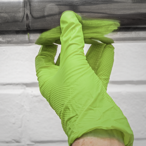 Sealey SSP54L Diamond Grip Extra-Thick Nitrile Powder-Free Gloves, Hi-Vis Green, Large - Pack of 50 - additional view 3