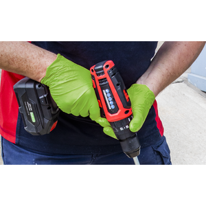 Sealey SSP54L Diamond Grip Extra-Thick Nitrile Powder-Free Gloves, Hi-Vis Green, Large - Pack of 50 - additional view 4