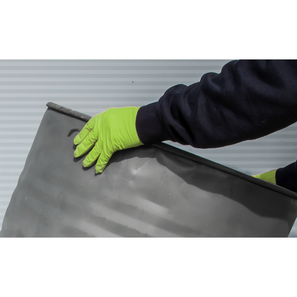 Sealey SSP54L Diamond Grip Extra-Thick Nitrile Powder-Free Gloves, Hi-Vis Green, Large - Pack of 50 - additional view 7