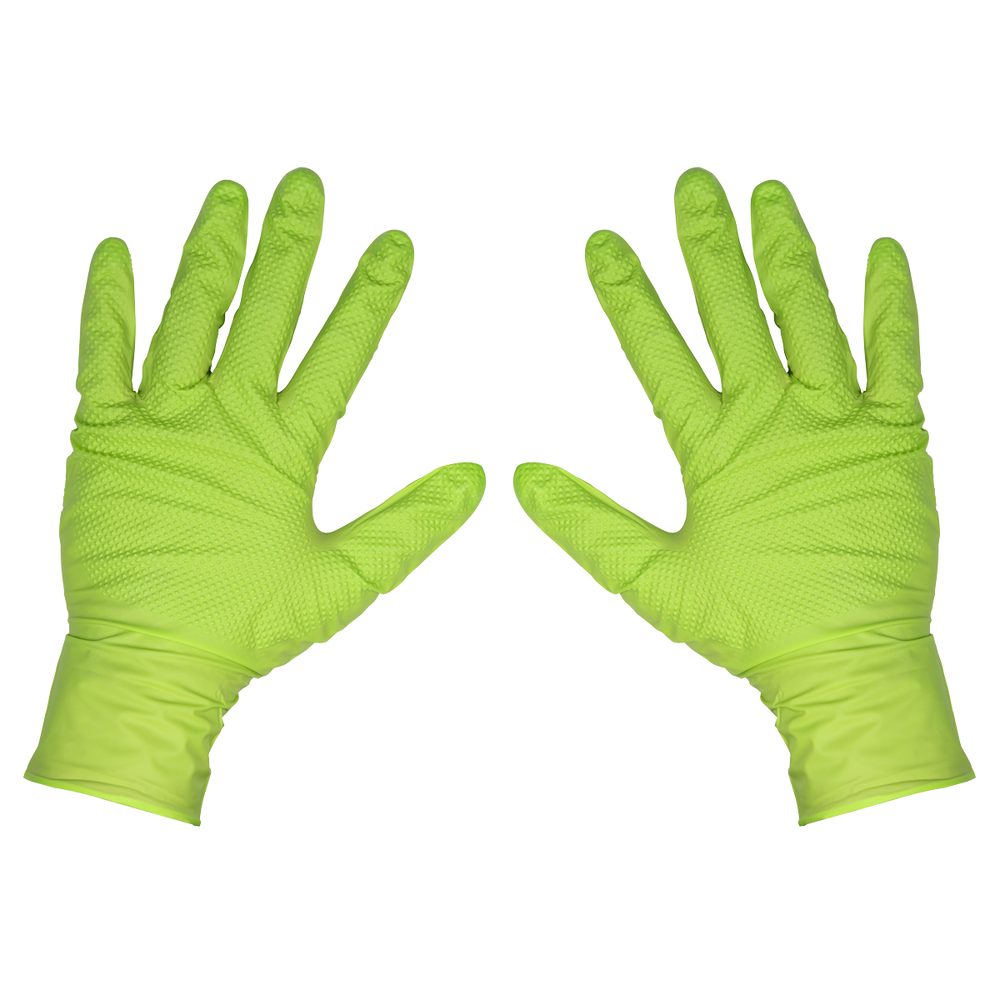 Sealey SSP54XL Diamond Grip Extra-Thick Nitrile Powder-Free Gloves, Hi-Vis Green, X-Large - Pack of 50 - additional view 8