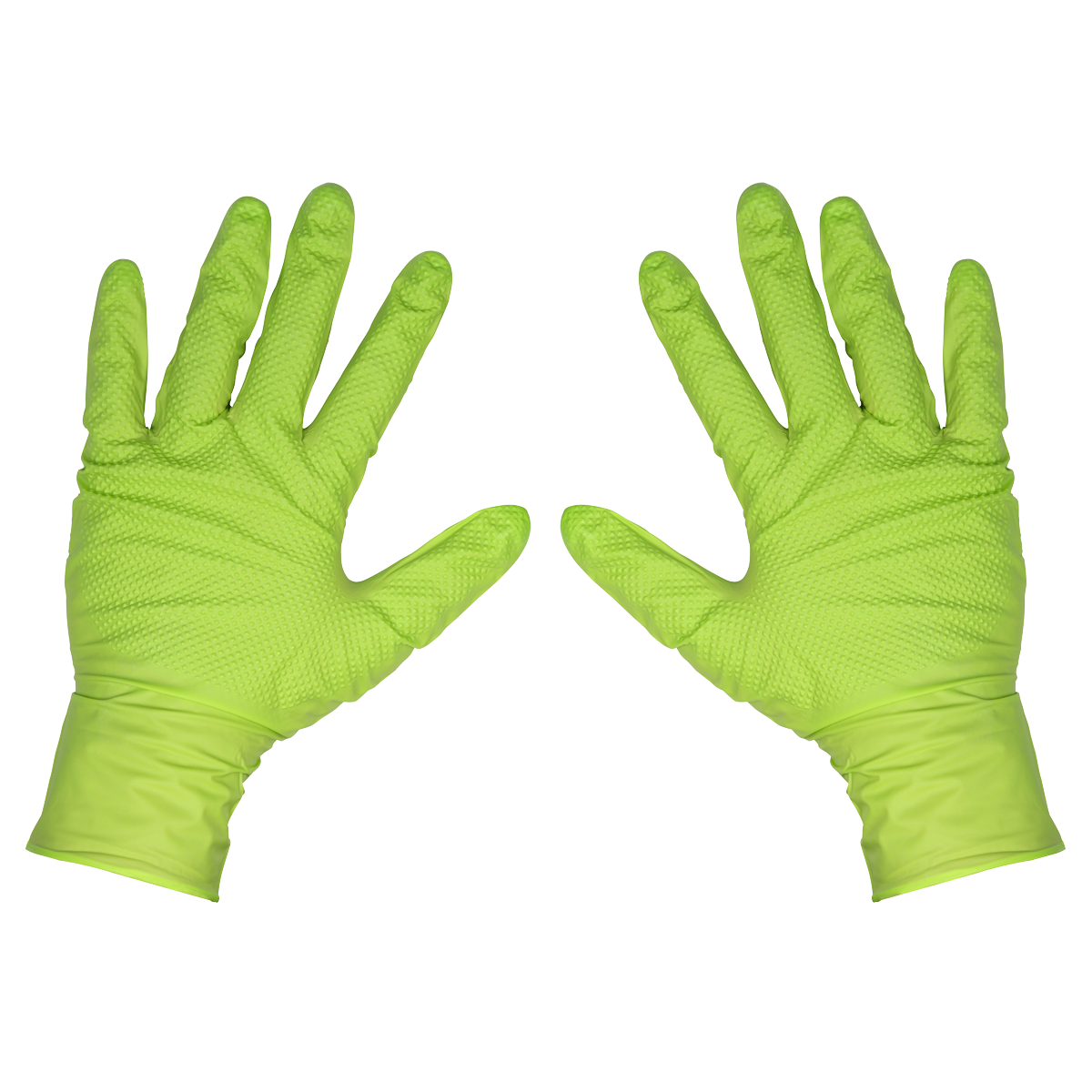 Sealey SSP54XL Diamond Grip Extra-Thick Nitrile Powder-Free Gloves, Hi-Vis Green, X-Large - Pack of 50 - additional view 8