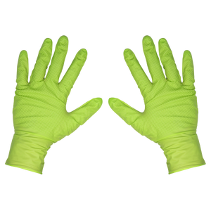 Sealey SSP54XL Diamond Grip Extra-Thick Nitrile Powder-Free Gloves, Hi-Vis Green, X-Large - Pack of 50 - additional view 8