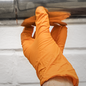 Sealey SSP56XL Diamond Grip Extra-Thick Nitrile Powder-Free Gloves, Orange, X-Large - Pack of 50 - additional view 3