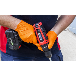 Sealey SSP56XL Diamond Grip Extra-Thick Nitrile Powder-Free Gloves, Orange, X-Large - Pack of 50 - additional view 4