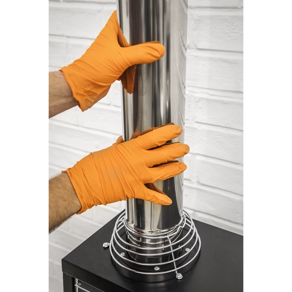 Sealey SSP56XL Diamond Grip Extra-Thick Nitrile Powder-Free Gloves, Orange, X-Large - Pack of 50 - additional view 6