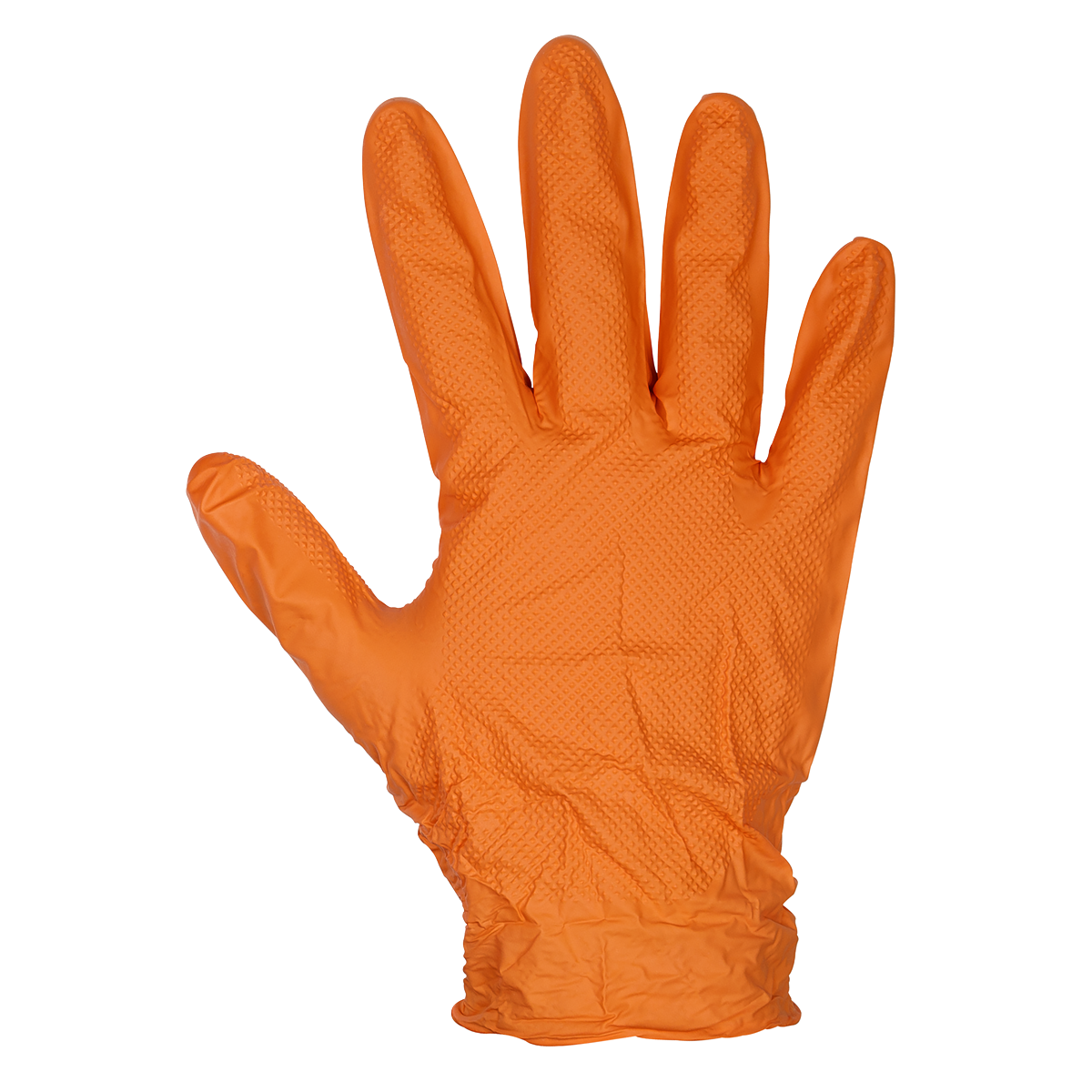 Sealey SSP56XL Diamond Grip Extra-Thick Nitrile Powder-Free Gloves, Orange, X-Large - Pack of 50 - additional view 2