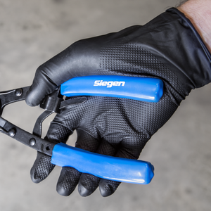 Sealey SSP57L Diamond Grip Extra-Thick Nitrile Powder-Free Gloves, Black, Large - Pack of 50 - additional view 5