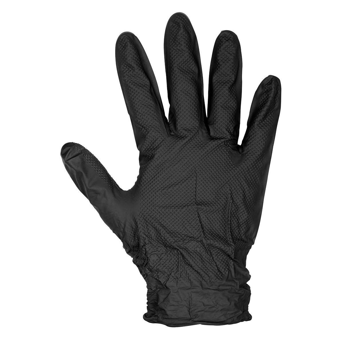 Sealey SSP57L Diamond Grip Extra-Thick Nitrile Powder-Free Gloves, Black, Large - Pack of 50 - additional view 2