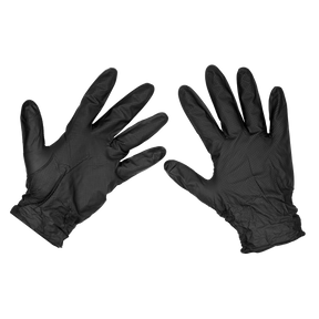 Sealey SSP57XL Diamond Grip Extra-Thick Nitrile Powder-Free Gloves, Black, X-Large - Pack of 50