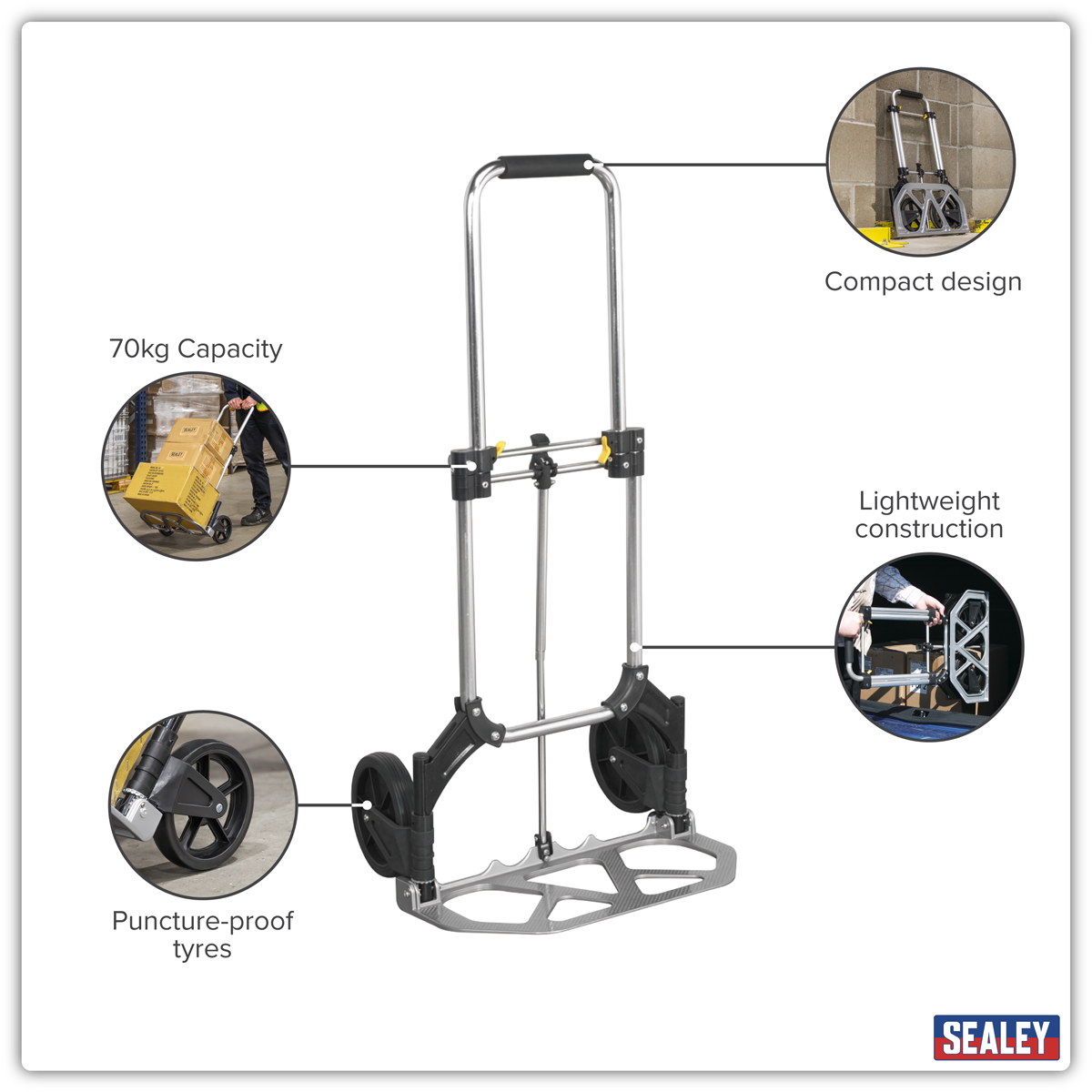 Sealey ST33 Aluminium Folding Sack Truck 70kg Capacity - additional view 4