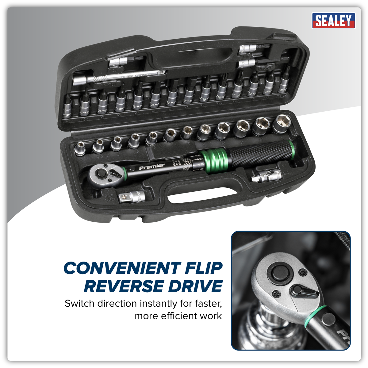 Sealey STW910B Premier Black Torque Wrench Set 1/4"Sq Drive 5-25Nm 33pc - additional view 12