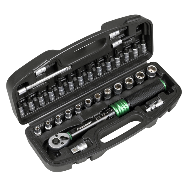 Sealey STW910B Premier Black Torque Wrench Set 1/4"Sq Drive 5-25Nm 33pc