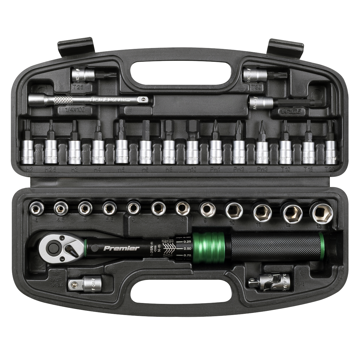 Sealey STW910B Premier Black Torque Wrench Set 1/4"Sq Drive 5-25Nm 33pc - additional view 10