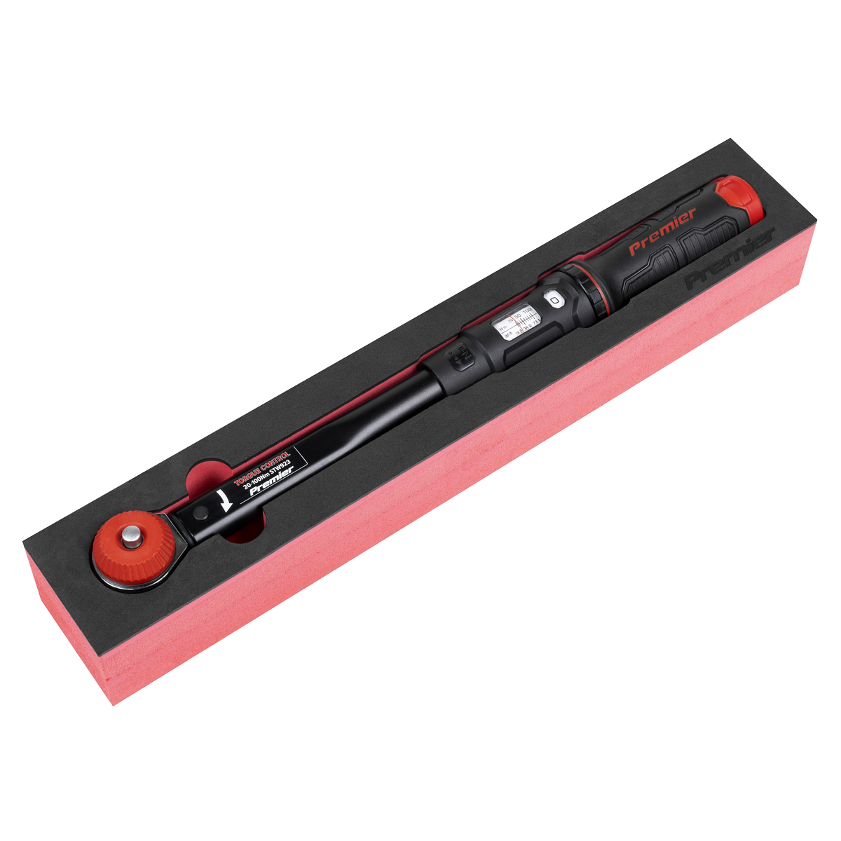Sealey STW923 Premier Black Calibrated Micrometer Torque Wrench with 3/8"Sq Push-Through Drive 20-100Nm