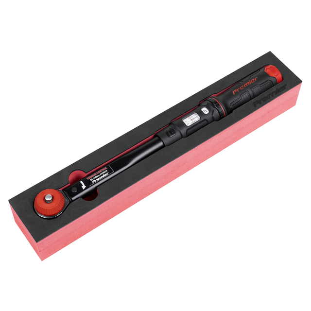 Sealey STW923 Premier Black Calibrated Micrometer Torque Wrench with 3/8"Sq Push-Through Drive 20-100Nm