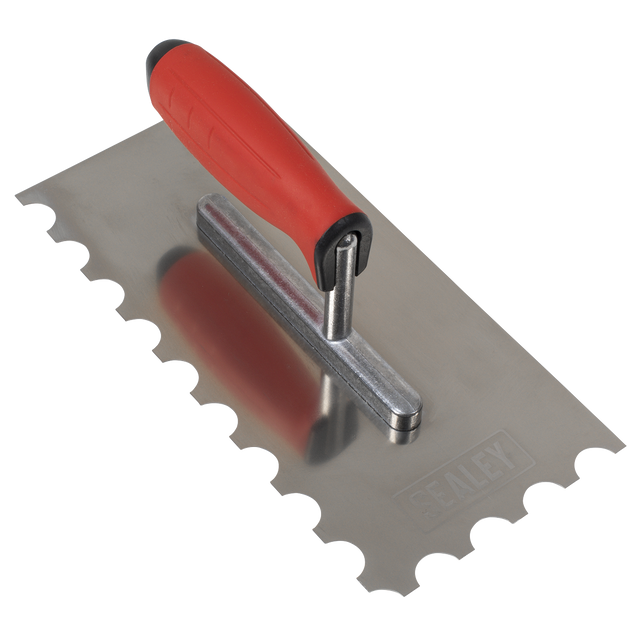 Sealey T6701 Stainless Steel Semicircle Tooth Trowel with Rubber Handle & Aluminium Foot 270mm