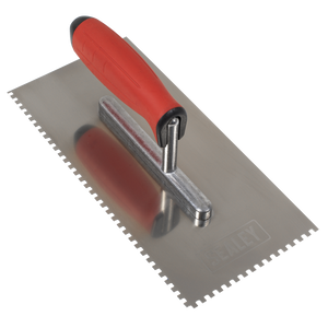 Sealey T7804 Stainless Steel 4mm Notched Trowel with Rubber Handle 270mm