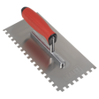 Sealey T7808 Stainless Steel 8mm Notched Trowel with Rubber Handle 270mm