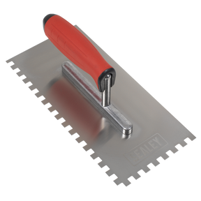 Sealey T7808 Stainless Steel 8mm Notched Trowel with Rubber Handle 270mm