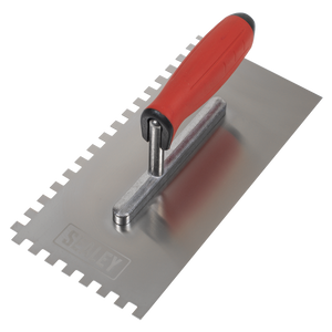 Sealey T7808 Stainless Steel 8mm Notched Trowel with Rubber Handle 270mm - additional view 3