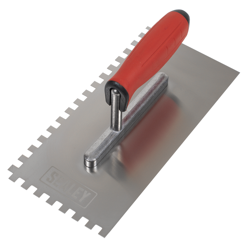 Sealey T7808 Stainless Steel 8mm Notched Trowel with Rubber Handle 270mm - additional view 3