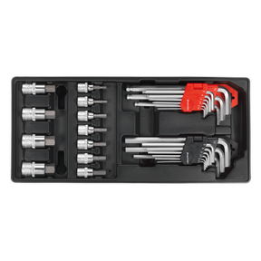 Sealey TBT07 Premier Hex/Ball-End Hex Key & Socket Bit Set with Tool Tray 29pc