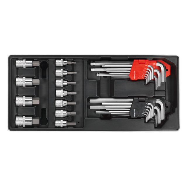 Sealey TBT07 Premier Hex/Ball-End Hex Key & Socket Bit Set with Tool Tray 29pc