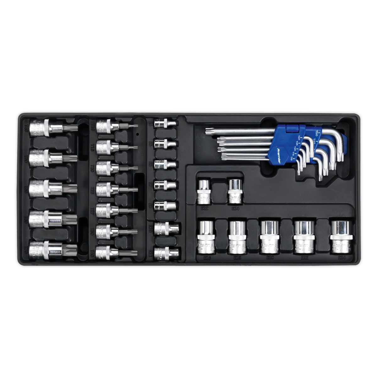 Sealey TBT08 Premier TRX-Star* Key, Socket Bit & Socket Set with Tool Tray 35pc