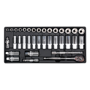 Sealey TBT20 Premier Socket Set with Tool Tray 3/8"Sq Drive 35pc