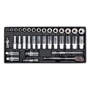 Sealey TBT20 Premier Socket Set with Tool Tray 3/8"Sq Drive 35pc