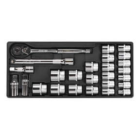 Sealey TBT21 Premier Socket Set with Tool Tray 1/2"Sq Drive 26pc