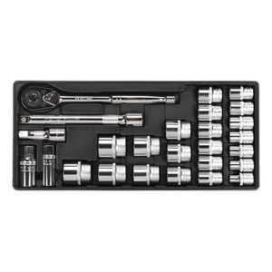 Sealey TBT21 Premier Socket Set with Tool Tray 1/2"Sq Drive 26pc