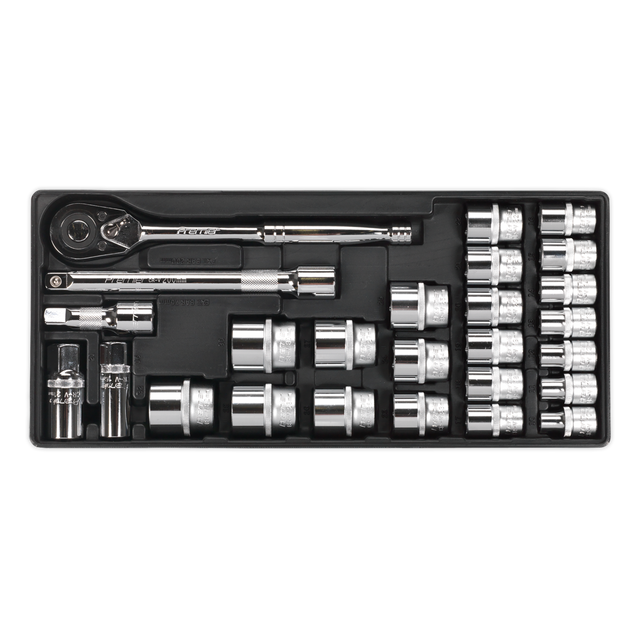Sealey TBT21 Premier Socket Set with Tool Tray 1/2"Sq Drive 26pc
