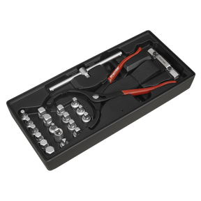 Sealey TBT28 Premier Oil Filter Wrench, Pliers & Drain Key Set with Tool Tray 21pc