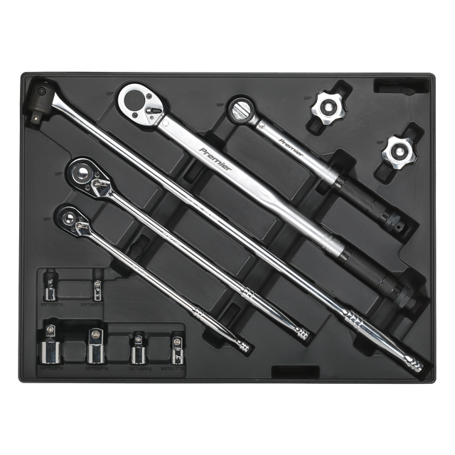 Sealey TBT32 Premier Ratchet, Torque Wrench, Breaker Bar & Socket Adaptor Set with Tool Tray 13pc