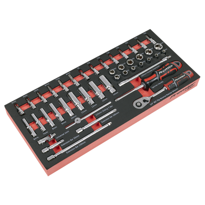 Sealey TBT40 Premier Socket Set with Tool Tray 1/4"Sq Drive 44pc