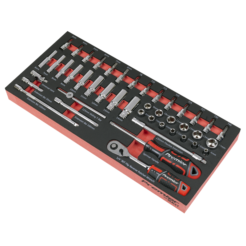 Sealey TBT40 Premier Socket Set with Tool Tray 1/4"Sq Drive 44pc - additional view 2