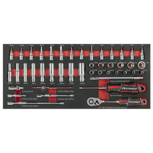 Sealey TBT40 Premier Socket Set with Tool Tray 1/4"Sq Drive 44pc - additional view 7
