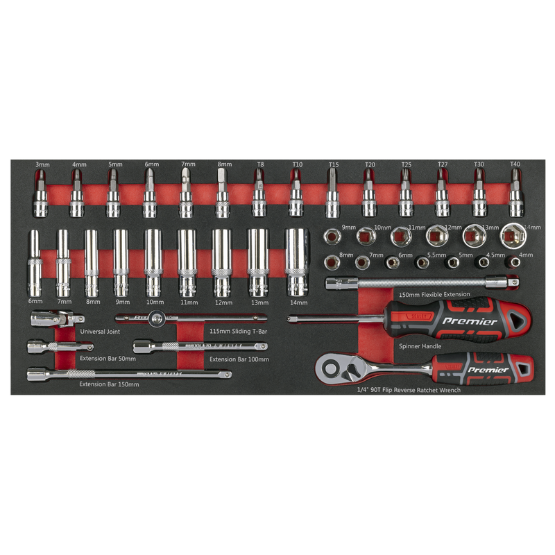 Sealey TBT40 Premier Socket Set with Tool Tray 1/4"Sq Drive 44pc - additional view 7