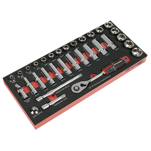 Sealey TBT41 Premier Socket Set with Tool Tray 3/8"Sq Drive 32pc