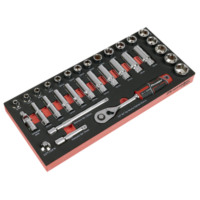 Sealey TBT41 Premier Socket Set with Tool Tray 3/8"Sq Drive 32pc