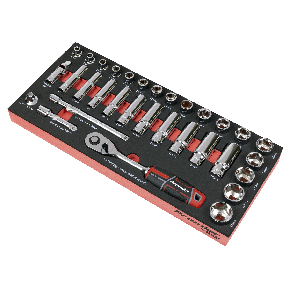 Sealey TBT41 Premier Socket Set with Tool Tray 3/8"Sq Drive 32pc - additional view 8