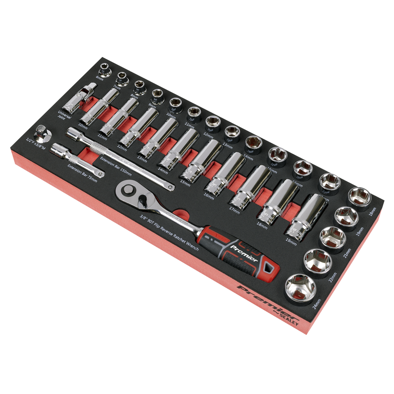 Sealey TBT41 Premier Socket Set with Tool Tray 3/8"Sq Drive 32pc - additional view 8