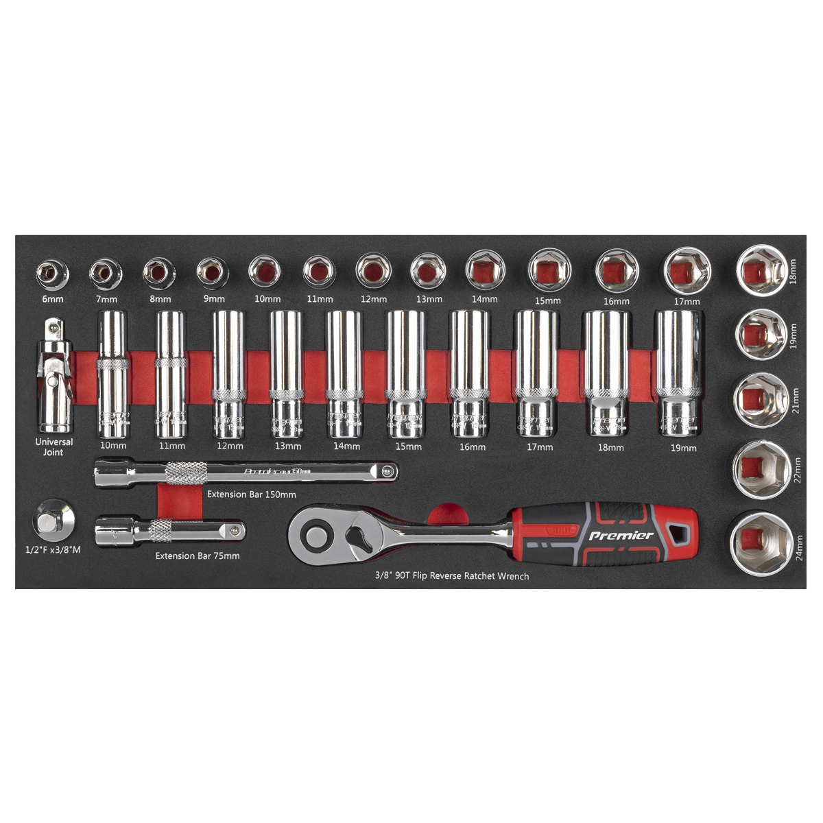 Sealey TBT41 Premier Socket Set with Tool Tray 3/8"Sq Drive 32pc - additional view 7